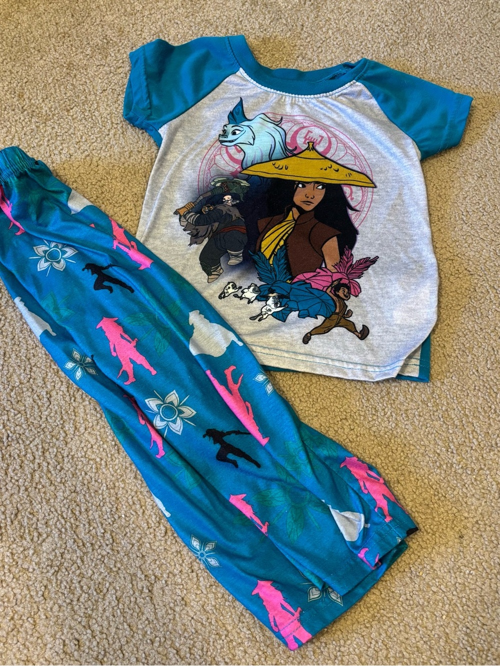Girls Teal & Gray Raya Pajama Set